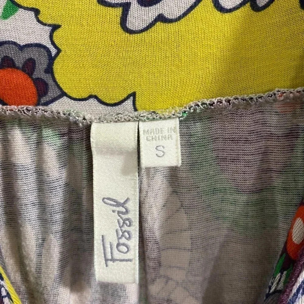 Fossil Maxi Knit Sundress Sz Floral‎ 70's Retro Vibes Knot Front Tank - Picture 3 of 5